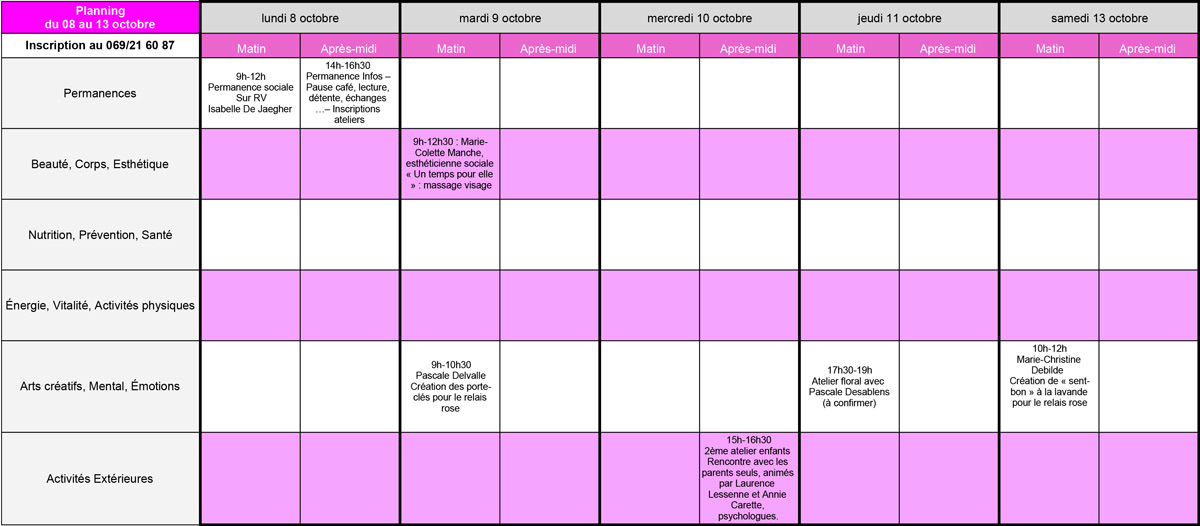 Planning Relais Rose