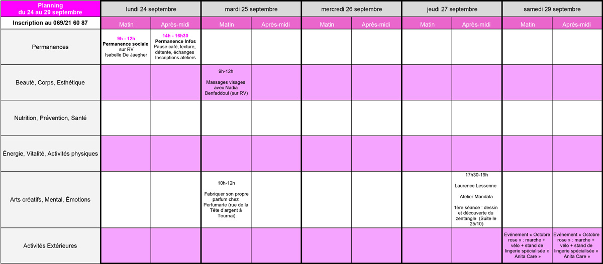 Planning Relais Rose